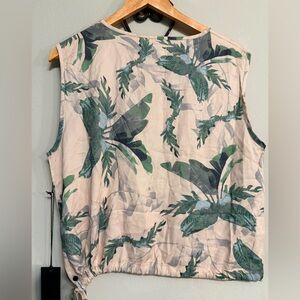 One Teaspoon Green Leaf Print Top